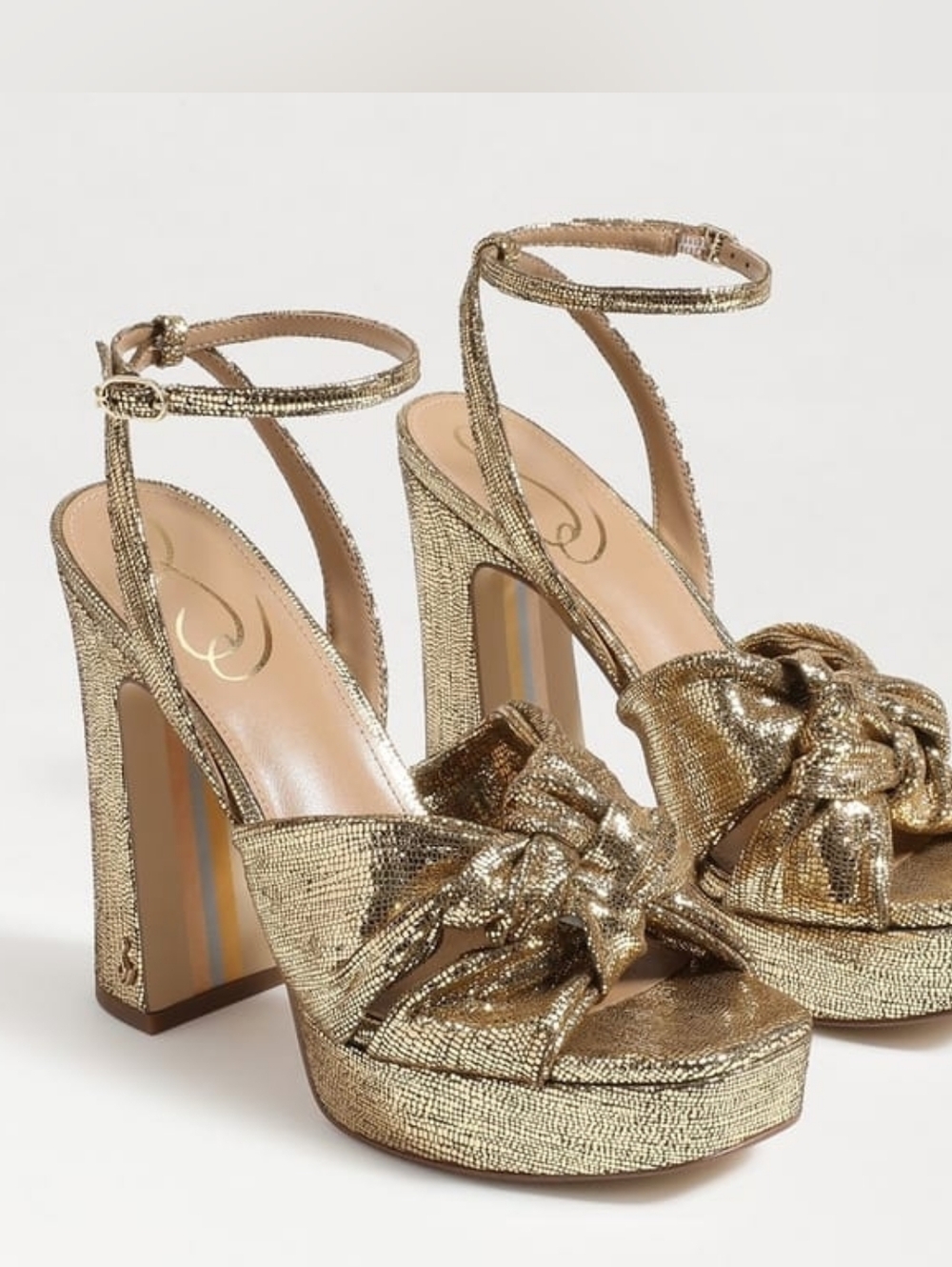 Sam Edelman Gold Metallic Knotted Platform Sandals